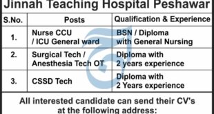 Jinnah Teaching Hospital Jobs in Peshawar